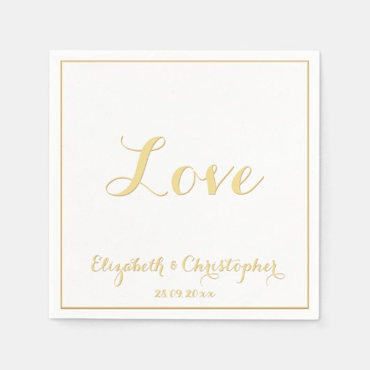 Elegante Imitate Gold Script Wedding Party Liebe P Serviette (Vorderseite)