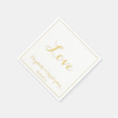 Elegante Imitate Gold Script Wedding Party Liebe P Serviette (Ecke)