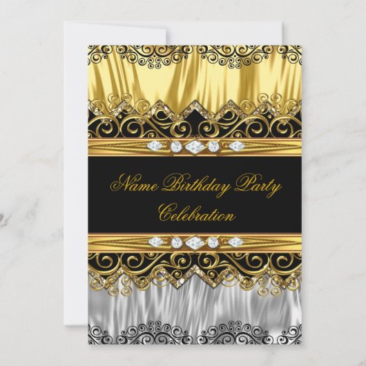 Elegante Imitate Gold Silver Black Diamond Einladu Einladung (Rückseite)