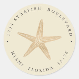 Elegante IMITATE GOLD Starfish Rücksendeadresse Runder Aufkleber