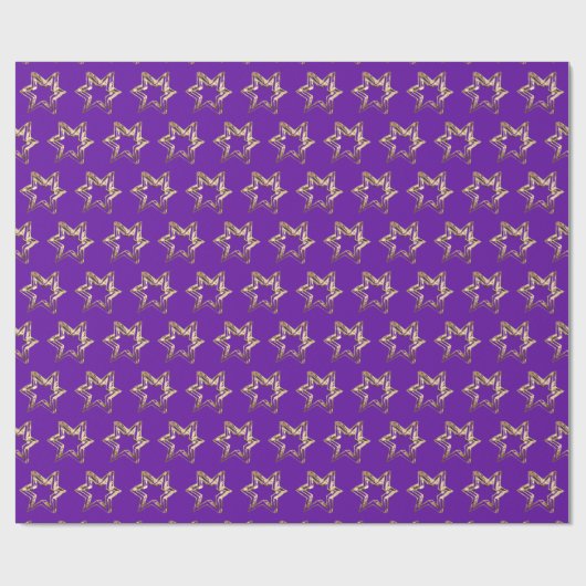 Elegante Imitate Gold Stars Muster Lila Weihnachte Geschenkpapier (Flach)