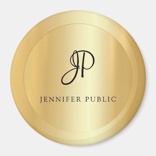 Elegante Imitate Gold Template Monogram Moderne gr Magnet (Vorne)