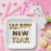 Elegante Imitate Gold Typografie glücklich Neues J Pappteller (Party)