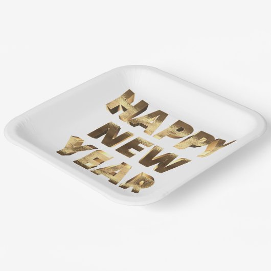 Elegante Imitate Gold Typografie glücklich Neues J Pappteller (Gewinkelt)