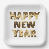 Elegante Imitate Gold Typografie glücklich Neues J Pappteller (Vorderseite)