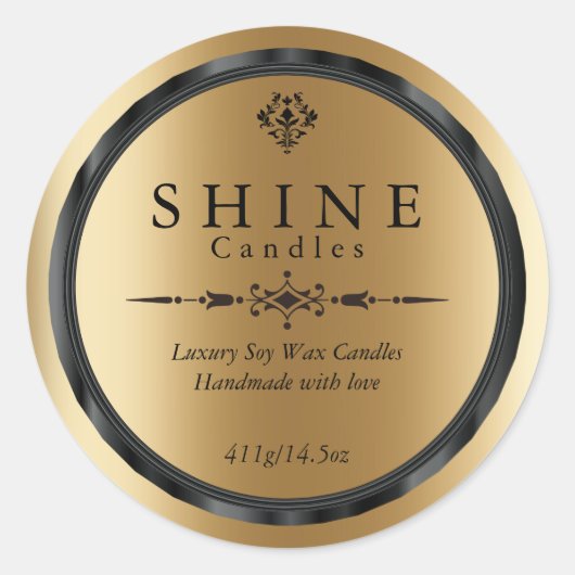 Elegante Imitate Gold und Black Labels Runder Aufkleber (Vorderseite)