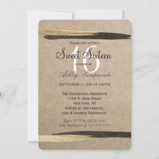 Elegante Imitate Gold und Schwarze Farbstiche Einladung (Vorderseite)