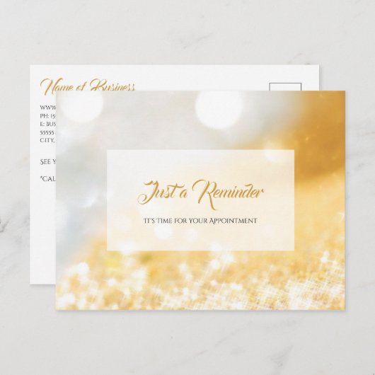 Elegante IMITATE Gold und Silver Bokeh Ernennung Postkarte (Vorne/Hinten)