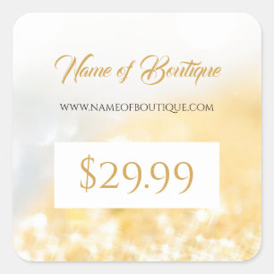Elegante IMITATE Gold und Silver Bokeh Preis Tags Quadratischer Aufkleber