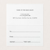 Elegante Imitate Gold Weißes Haar Geschenkgutschei (Innenseite Aufgefaltet)