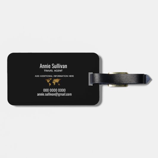 Elegante Imitate Gold Weltkarte Agent Gepäckanhänger (Rückseite horizontal)