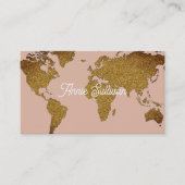 Elegante Imitate Gold Weltkarte Rose Visitenkarte (Vorderseite)