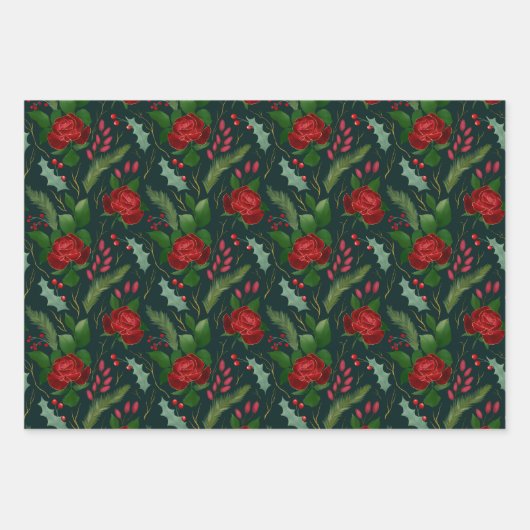 Elegante Imitate Goldbarren-Rose Pinienbeeren Geschenkpapier Set (Vorderseite)