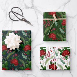 Elegante Imitate Goldbarren-Rose Pinienbeeren Geschenkpapier Set