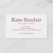 Elegante Imitate Golden Foil Florist Rosa Visitenkarte (Rückseite)