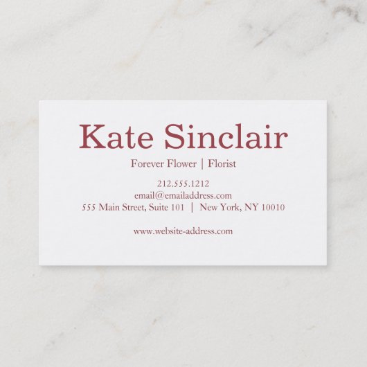 Elegante Imitate Golden Foil Florist Rosa Visitenkarte (Rückseite)