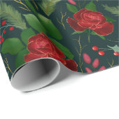 Elegante Imitate goldene Aquarellfarben Rose Kiefe Geschenkpapier (Rolleneckpunkt)