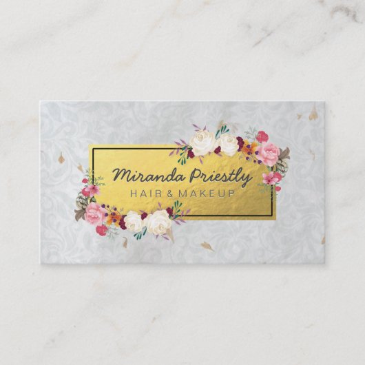 Elegante Imitate Goldene Foil Damaske Visitenkarte (Vorderseite)