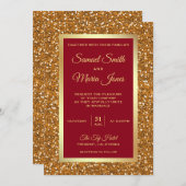 Elegante Imitate Goldene Foil Glitzer Einladung (Vorne/Hinten)