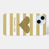 Elegante Imitate Goldene Glitterie Herzstück Case-Mate iPhone Hülle (Rückseite (Horizontal))