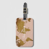 Elegante Imitate Goldene Weltkarte Rose Reisen Gepäckanhänger (Vorderseite Vertikal)