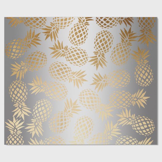 elegante Imitate goldenes tropisches Ananas-Muster Geschenkpapier (Flach)