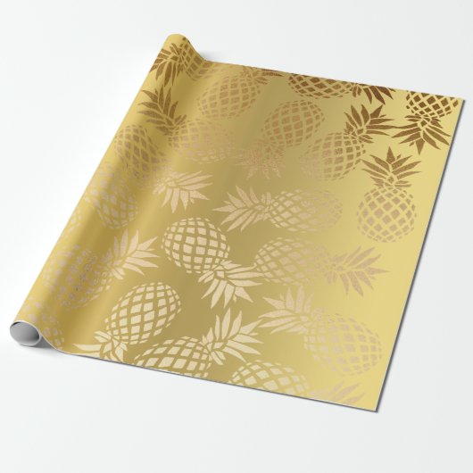 elegante Imitate goldenes tropisches Ananas-Muster Geschenkpapier (Ungerollt)