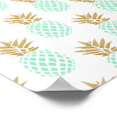 Elegante Imitate goldenes tropisches Ananas-Muster Poster (Ecke)
