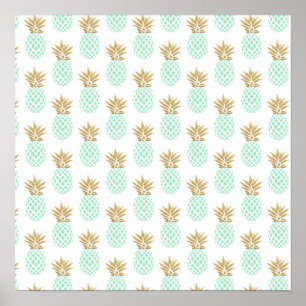 Elegante Imitate goldenes tropisches Ananas-Muster Poster
