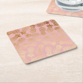 elegante Imitate goldenes tropisches Ananas-Muster Rechteckiger Pappuntersetzer (angewinkelt)