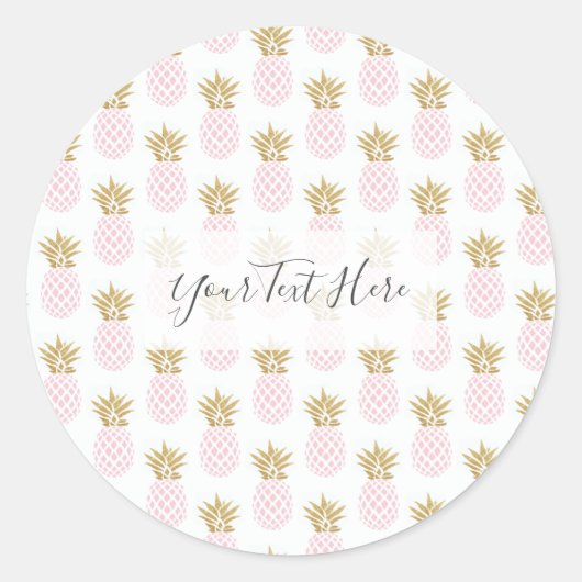 Elegante Imitate goldenes tropisches Ananas-Muster Runder Aufkleber (Vorderseite)
