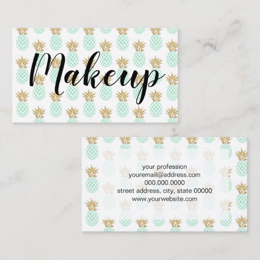 Elegante Imitate goldenes tropisches Ananas-Muster Visitenkarte (Vorne/Hinten)