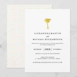 Elegante Imitate Goldmedaille Tree Wedding Einladung