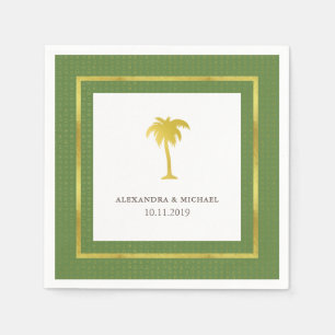 Elegante Imitate Goldmedaille Tree Wedding Grün Serviette