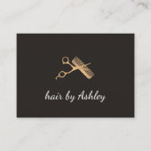 Elegante Imitate Goldschere Comb Hair Stylist Visitenkarte (Vorderseite)