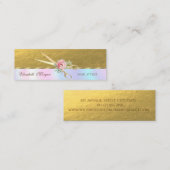 Elegante Imitate Goldscheren, Rose, Holografie Mini Visitenkarte (Vorne/Hinten)