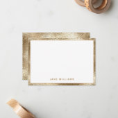 Elegante Imitate Goldschimmer Border Personalisier Mitteilungskarte (Vorderseite/Rückseite Beispiel)