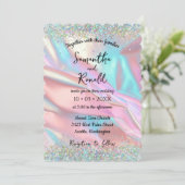 Elegante Imitate Hochzeit im Glitzer Einladung (Stehend Vorderseite)