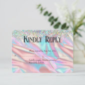 Elegante Imitate Hochzeit im Glitzer RSVP Karte (Stehend Vorderseite)