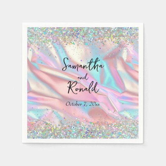 Elegante Imitate Hochzeit im Glitzer Serviette (Vorderseite)