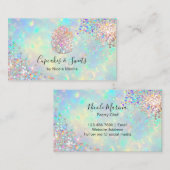 Elegante Imitate Holographic Opal Cupcake Bäckerei Visitenkarte (Vorne/Hinten)