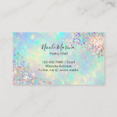 Elegante Imitate Holographic Opal Cupcake Bäckerei Visitenkarte (Rückseite)