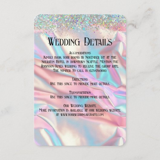 Elegante Imitate Iridescent Foil and Glitzer Begleitkarte (Vorderseite)