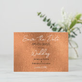 Elegante Imitate Kupfermetallic Texture Wedding Save The Date (Stehend Vorderseite)