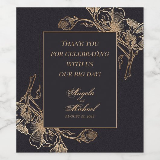 Elegante Imitate Metal Chic Weinetikett (Einzelnes Label)