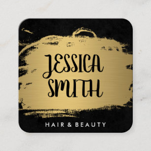 Elegante Imitate Metallic Gold und Black Quadratische Visitenkarte