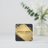 Elegante Imitate Metallic Gold und Leder Quadratische Visitenkarte (Stehend Vorderseite)