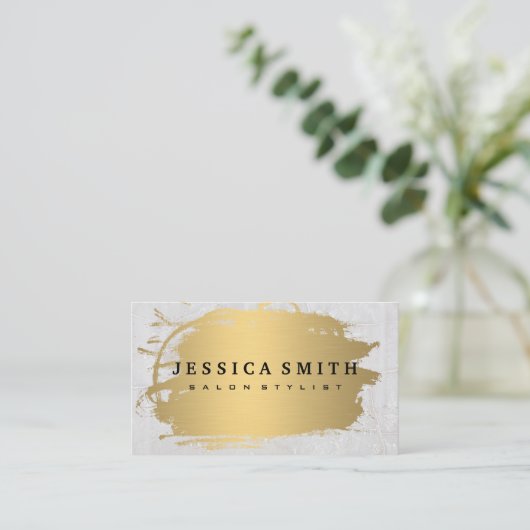 Elegante Imitate Metallischer Goldmarmorstein Visitenkarte (Stehend Vorderseite)