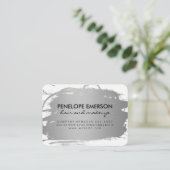 Elegante Imitate metallisches Silber gebürstet Visitenkarte (Stehend Vorderseite)