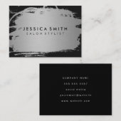 Elegante Imitate Metallisches Silber und Schwarz Visitenkarte (Vorne/Hinten)